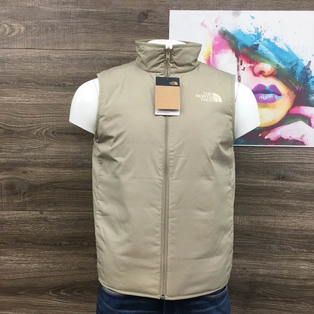 The North Face Mens Standard Insulated Reversible Vest Flax‎ Beige Tan Size M